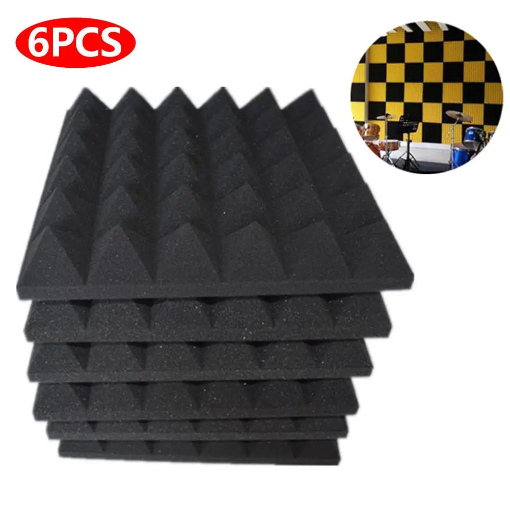 

6PCS 30*30*5CM Acoustic Sound Foam Panels Sound Proof Padding Sound Absorbing Pyramid Acoustic Treatment for Studio Wall