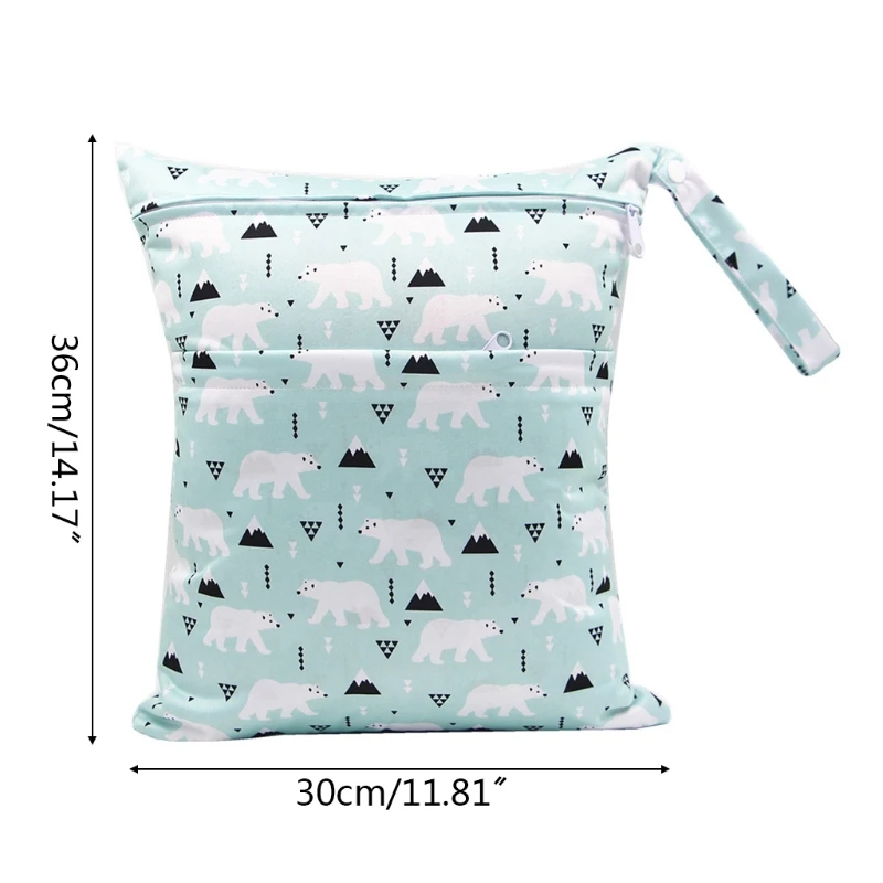 

30x36cm Fashion Print Baby Diaper Storage Bag Reusable Washable Travel Nappy Pouch Waterproof Wet Dry Cloth Organizer with Zip