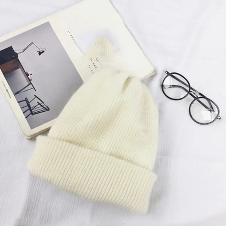 Осень-зима кроличьим мехом Зимние головные уборы Skullies шапки модные теплые шапки бини шапки Шапки Повседневное Для женщин Твердые взрослых кролик крышки головки - Цвет: 6