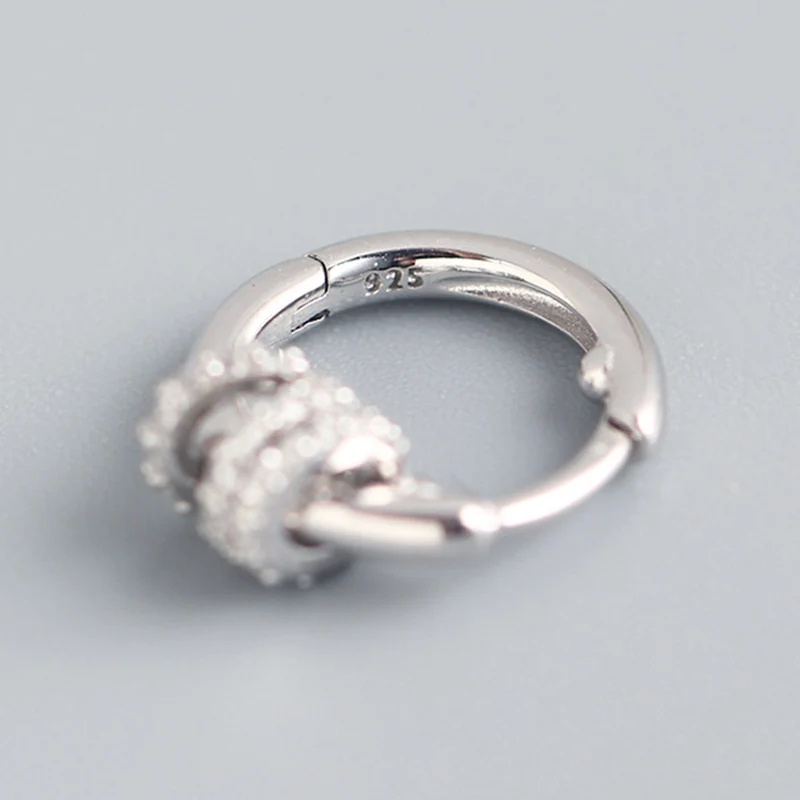 

ElfoPlataSi Real 925 Sterling Silver Fashion Geometric Detachable Ring CZ Hoop Earring For Women Wedding S925 Jewelry DA1859