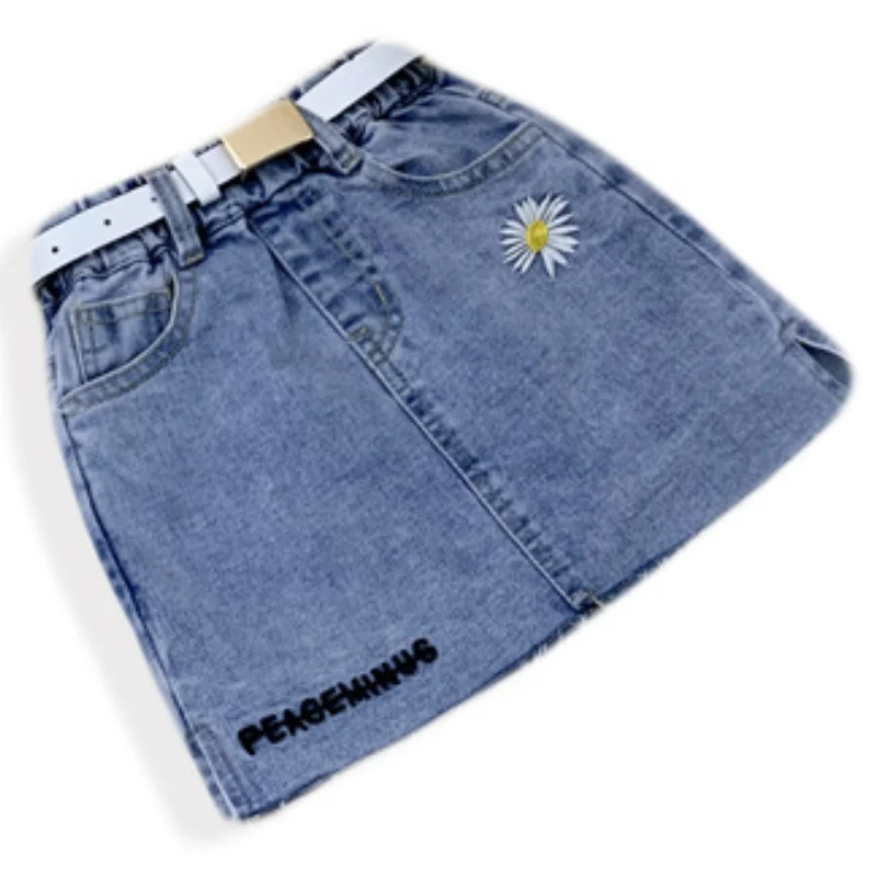 Джинсовая юбка для девочек джинсовая с вышивкой маленьких детская одежда