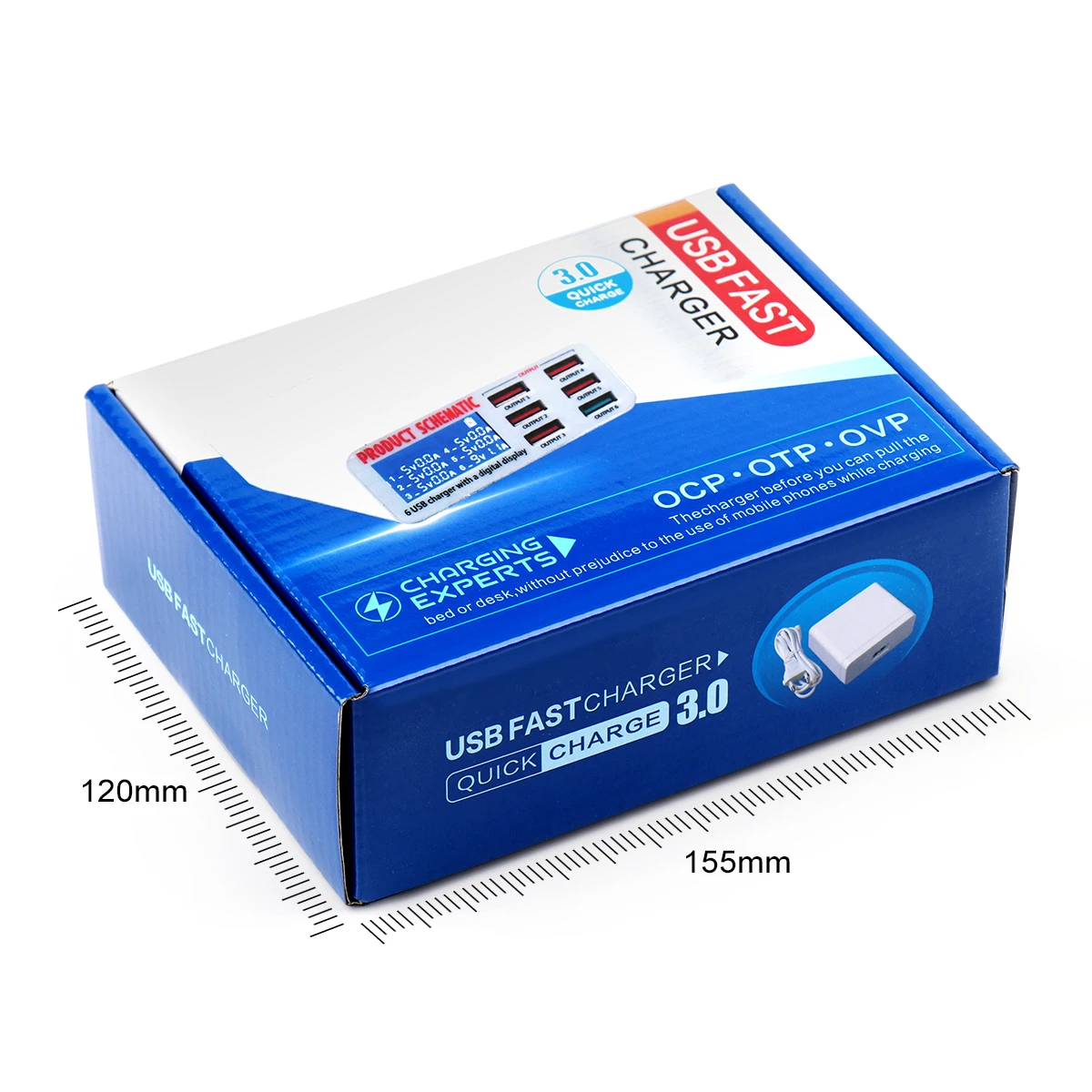 wnb 5v 6a 6 ports usb smart charger with lcd digital display 30w fast charging fast heat dissipation for mobile phone tablet free global shipping