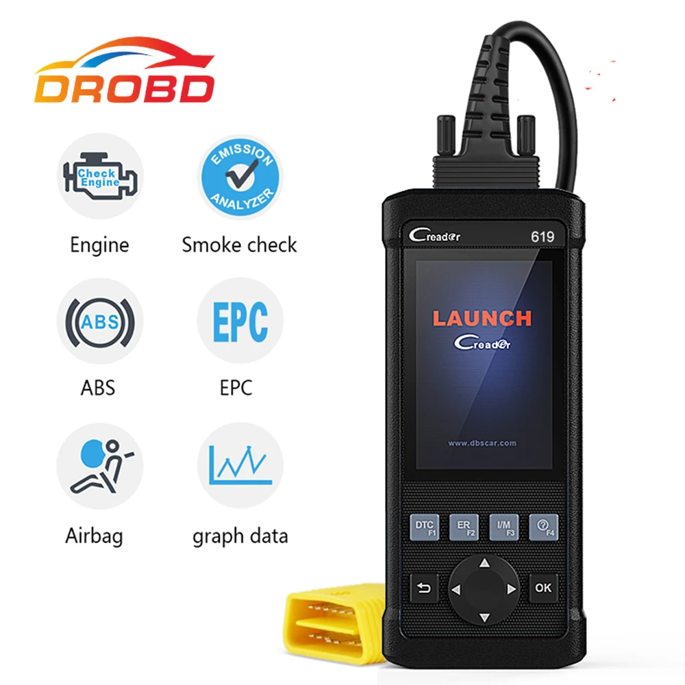Диагностический сканер Launch CR619 OBD2 для двигателя ABS SRS ODB2 OBD 2 считыватель кодов