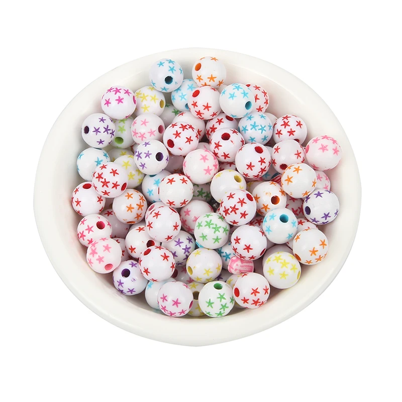 100 шт. круглый белый Морская звезда акриловые бусины 8 мм для ювелирной маркировка