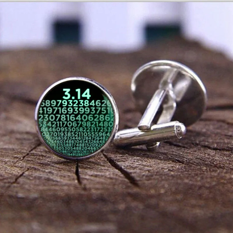 Цифры Символ Запонки Pi для мужских ювелирных изделий Аксессуары Математика