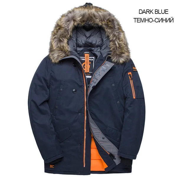 Dark Blue TIGER FORCE куртка мужская зимняя аляска куртка парка мужская кофта зимняя куртка для мужчин mens winter jackets Russia men coats - Цвет: Dark Blue