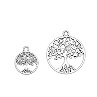antique silver plated tree of life charms plant mix pendants for diy earrings keychain bracelets jewelry making finding supplies
