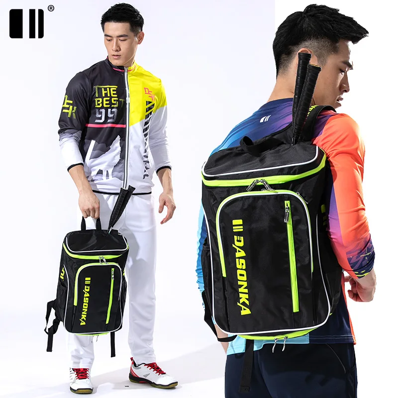 DASONKA High Quality Badminton Bag Black Oxford 2-3 Pack Badminton Racket Backpack Adults Youth Laptop Storage Sports Backpack