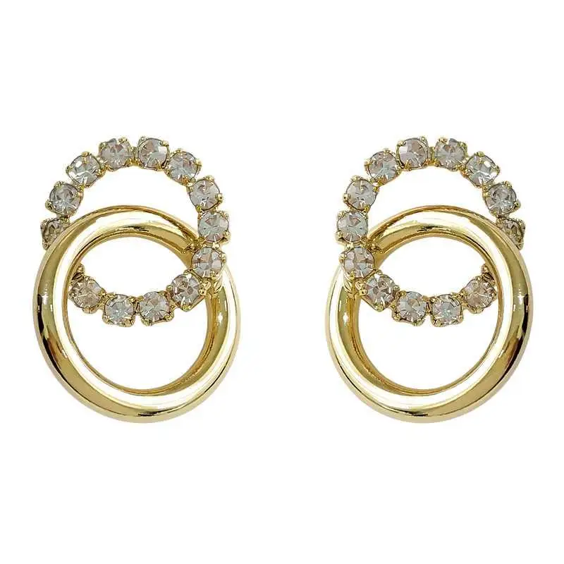 

2020 New Korean Classic Double Circle Clasp Gold Earrings For Woman Fashion Girl's Jewelry Wedding Party Sexy Luxury Earrings