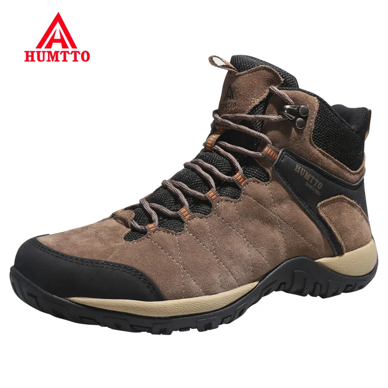 HUMTTO Brand Big Size Men Boots Winter Man Shoes Ankle Boots  Genuine Leather Lace-Up Luxury Designer Casual Outdoor Work Shoes