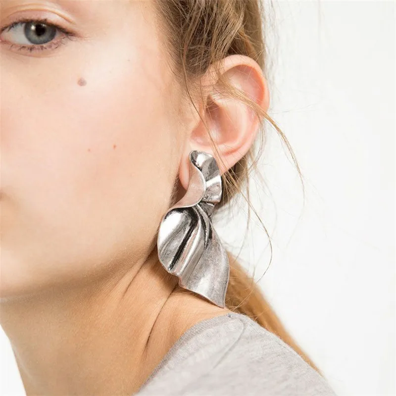 ALYXUY европейские Преувеличенные металлические серьги для женщин персональные
