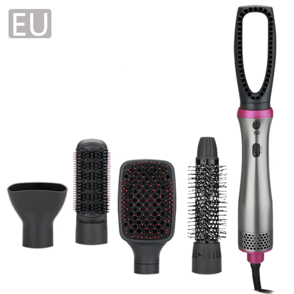EU 5 в 1 многофункциональный фен Volumizer щеточный валик вращается Styler гребень для укладки выпрямления волос щипцы для завивки влажное сухое использование - Цвет: EU