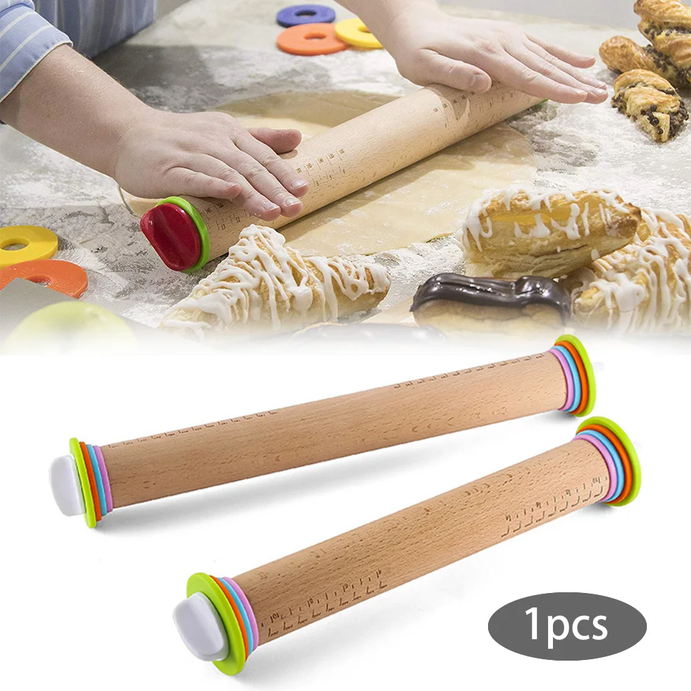 

Adjustable Christmas Rolling Stick Baking Tools Flour Stick Adjustable Height With Scale to Control the Size of Cake