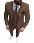 Для мужчин костюмы комплект одежды из 3 предметов Slim Fit Повседневное Бизнес бокал для шампанского с лацканами хаки со смокингом для свадьбы Женихи Для мужчин (пиджак + брюки + жилет)
