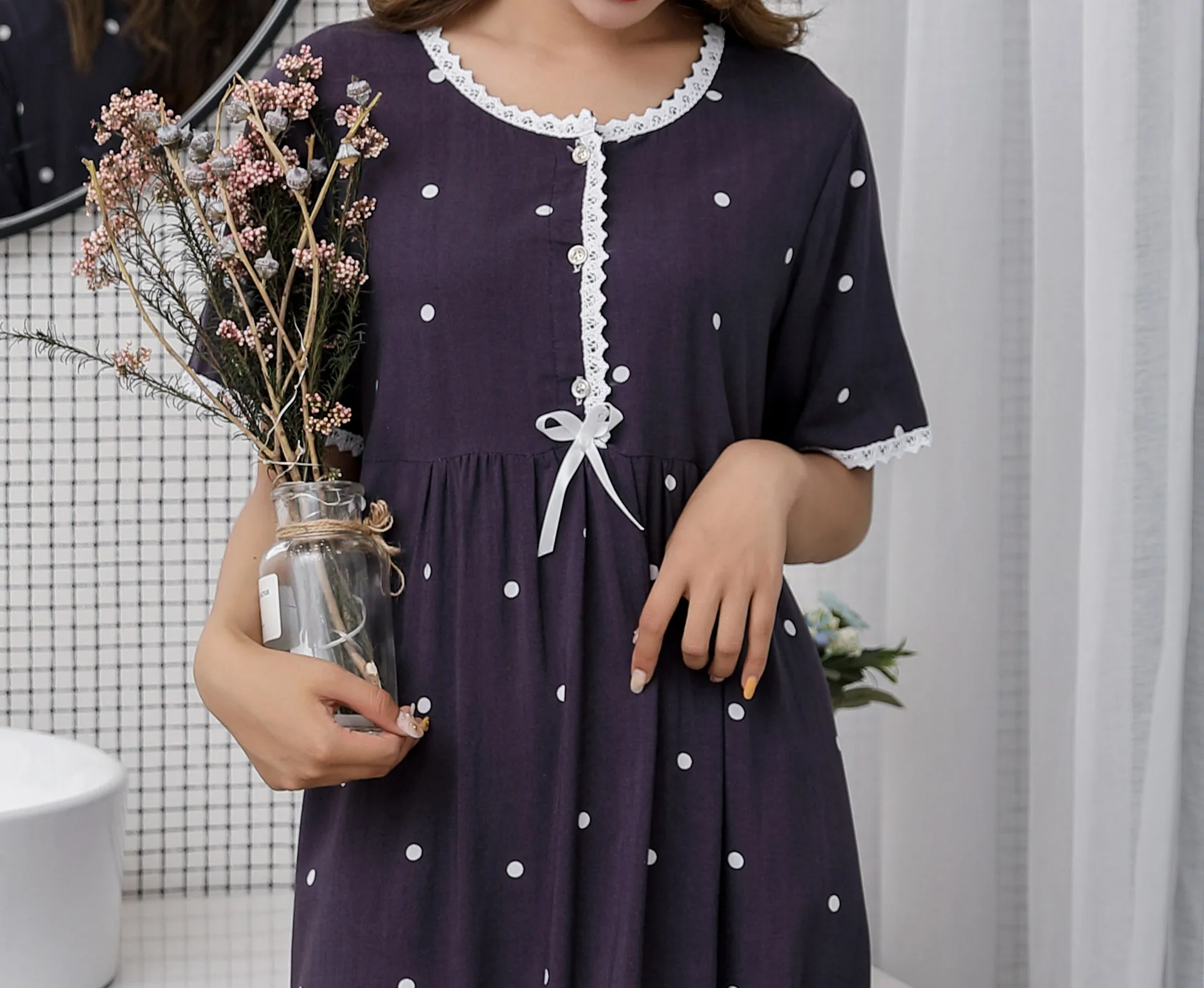 

Women Plus Size M-XXl Nightgown Cotton Sleeping Dress Women Night Dress Sleepwear Long Nightgowns