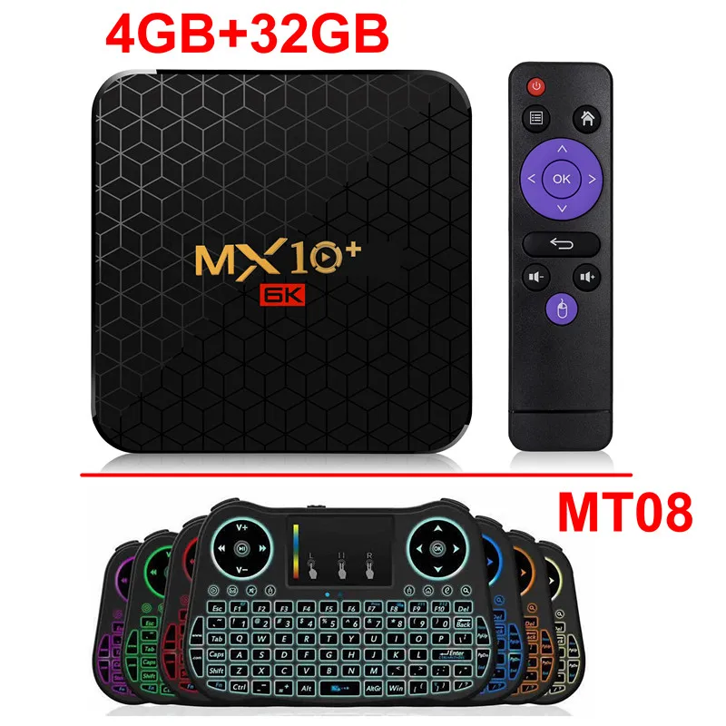 4GB 32GB add MT08 MX10 PLUS 6K ULTRA HD; Smart TV BOX Android 9,0 Allwinner H6 4GB 64GB 2,4G/5G Dual wifi BT4.0 3D 6K HDR телеприставка медиаплеер - Цвет: 4GB 32GB add MT08