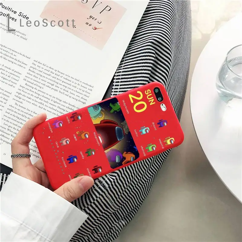 

Cute cartoon Among Us game Phone Case Candy Color for iPhone 11 12 mini pro XS MAX 8 7 6 6S Plus X SE 2020 XR