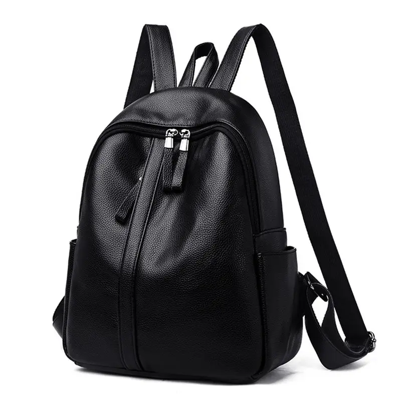 Черный Женский рюкзак от известного бренда Sac A Dos Femme, женские рюкзаки, модные однотонные школьные сумки для девочек-подростков, кожаный женский рюкзак - Цвет: Черный