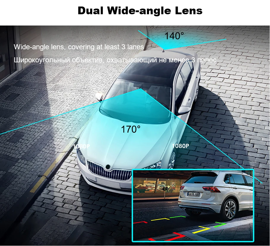 

1080P WIFI Dash Cam Video Recorder GPS Track Car DVR 30FPS Ultra HD With Rear View Camera Recorders Dashcam 24H Parking