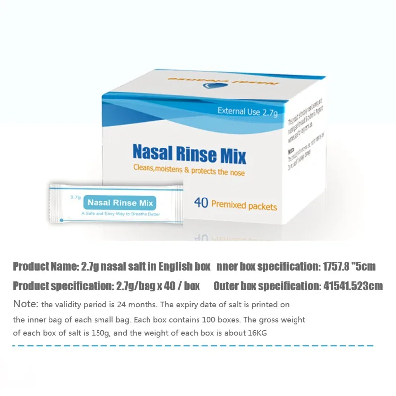 

Nasal Wash Salt Rinse Mix Allergic Rhinitis Relief Nose Cavity Protector Irrigation For 2.7g*40pcs Adults Children Nose Cleaner