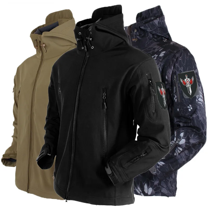 

Outdoor Leopard Special Forces Shark Skin Soft Shell Jacket Men's Outdoor Army Fan Tactical Jacket Windproof and Rainproof