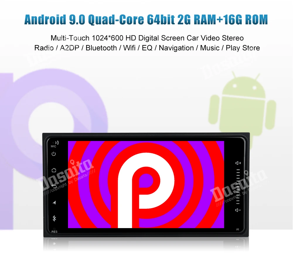 Dasaita " Android 9,0 Автомобильный gps плеер Navi для Toyota Corolla Camry Prado RAV4 Hilux VIOS с 2G+ 16G четырехъядерным стерео Авто радио