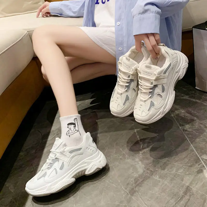 

2021 Fashionable Platform I White Clunky Sneakers Fashionable All-Matching Sneakers for Women