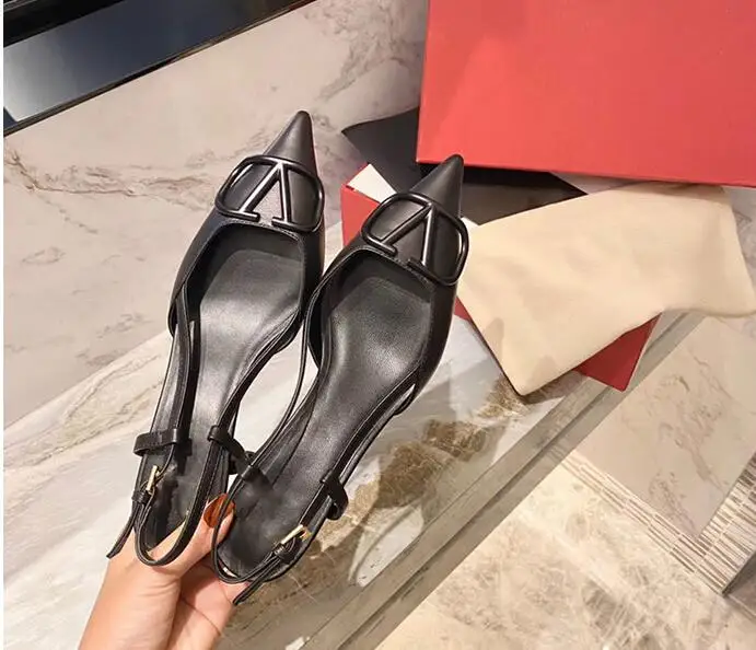 

Women Sandals 2021 Thin Heel 4 6 8 10cm Pointed Single Shoes High-heeled Shoes Temperament One- Character Sandal Summer Shoes