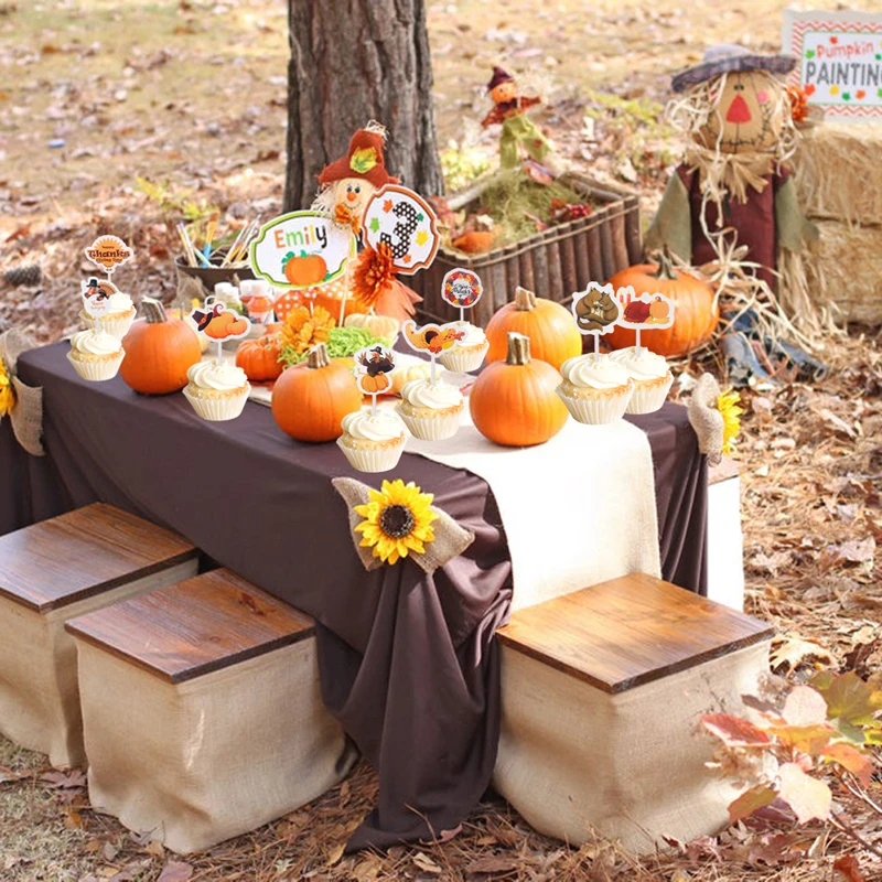 Newlepa кленовый лист на День Благодарения баннер нетканый Турция благодарения торт