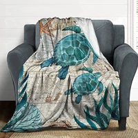 turtle super soft flannel fleece blanket marine theme comfortable and warm blanket light and comfortable plush blanket