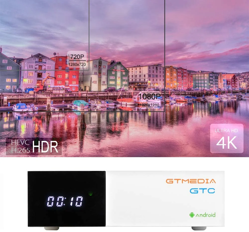 GTMEDIA GTC ТВ бнк DVB-S2 DVB-C DVB-T2 Amlogic S905D android 6 0 TV BOX 2 Гб оперативной памяти 16 встроенной