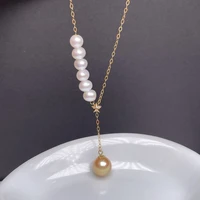 shilovem 18k yellow gold real natural pearls pendants fine jewelry women trendy anniversary party new necklace plant mymz7 8620