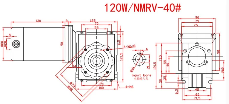 120 Вт червячный редуктор мотора NMRV40 12V 24V DC червь Шестерни мотор RV40 самоблокирующийся Шестерни измельчитель одиночного вала по часовой стрелке и против часовой стрелки
