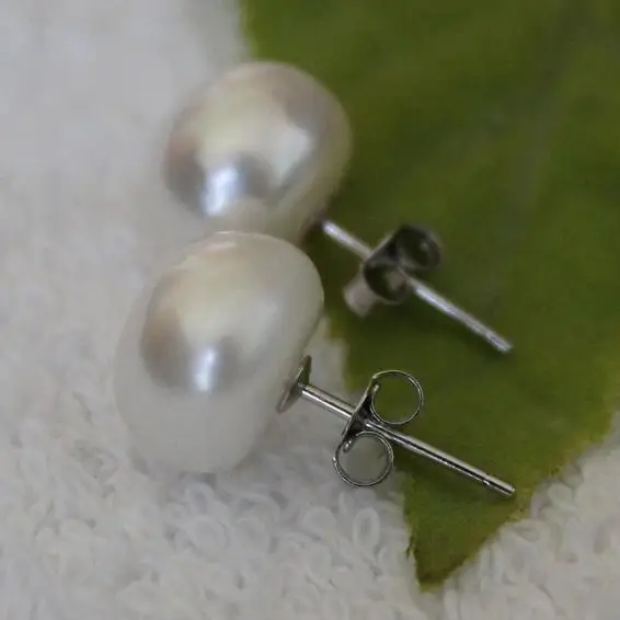 

New Arrival Favorite Pearl Jewelry Girl Cute Geuine AA 9-10MM White Pink Black Freshwater Pearls S925 Silver Stud Earrings