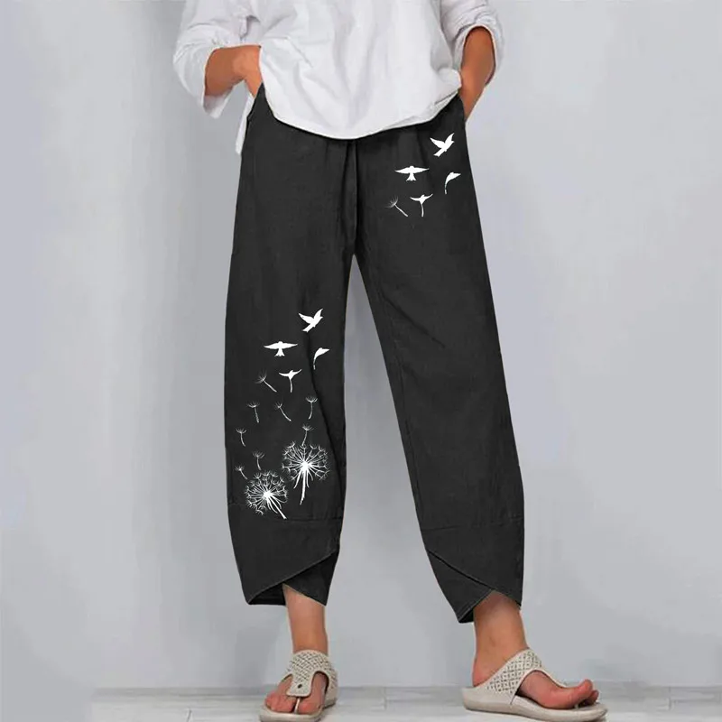 

2021 Autumn Long Pants Women Fashion Casual High Waist Elastic Waist Straight Loose Pants Pockets Loose Ladies Cargo Pantalon