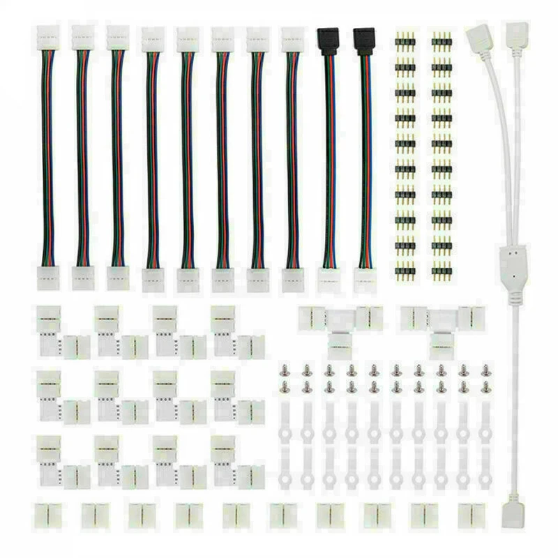 

95Pcs/Set 4-Pin Strip Connector For 10Mm 5050 SMD RGB LED Strip Light L/T Shaped