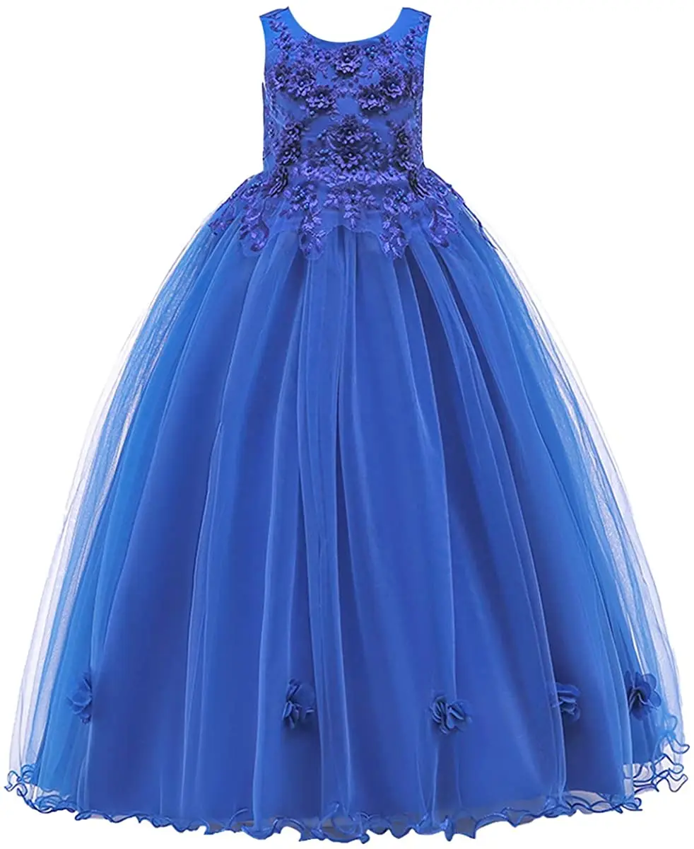 Новинка 2020 детское длинное платье платья для девочек с цветами серая юбка