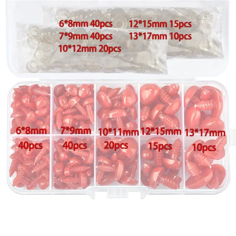 125pcs/Box 6/8/11/12/17mm Mini Black Plastic Safety Triangle Nose For Toy Doll Teddy Dog Stuffed Animals Dolls Accessories - купить по