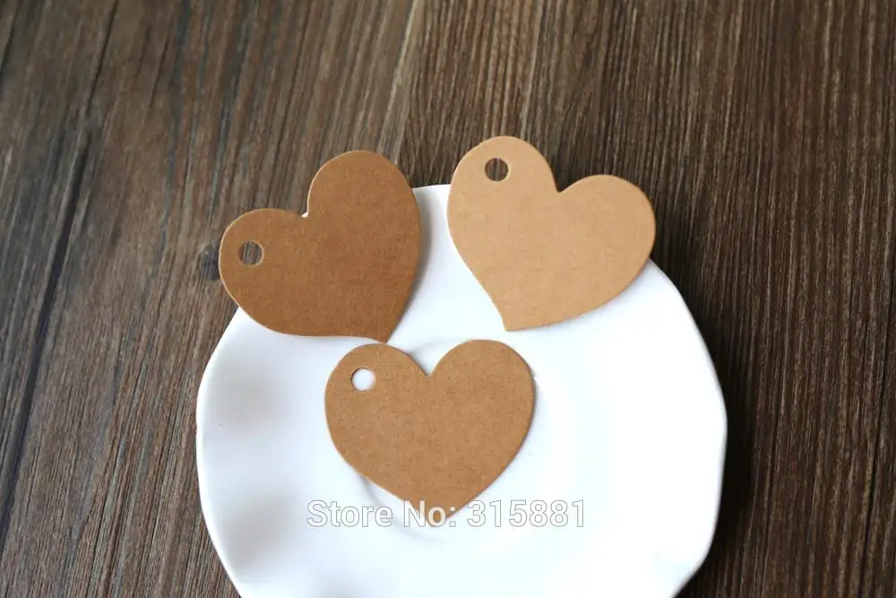 

Heart shape Kraft Paper Hang Tags Wedding Party Favor Label Price Gift Card 100pcs/lot