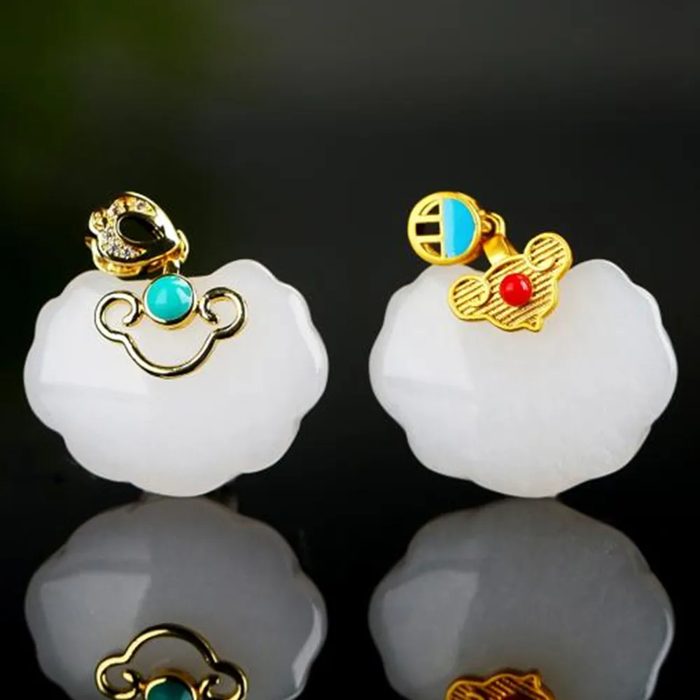 

Ожерелье Xiangyun из белого золота и нефрита, изысканное ожерелье из натурального материала, драгоценное ювелирное изделие в подарок, два стиля