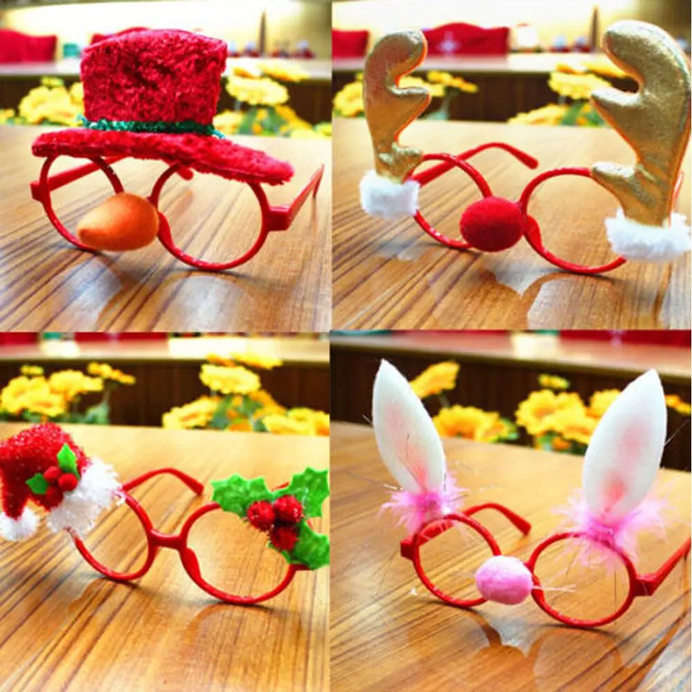 Funny Christmas Glasses Novelty Party Dress Santa Claus Rabbit Hats Eyeglasses Frame Decoration Kids Children Gifts | Игрушки и хобби