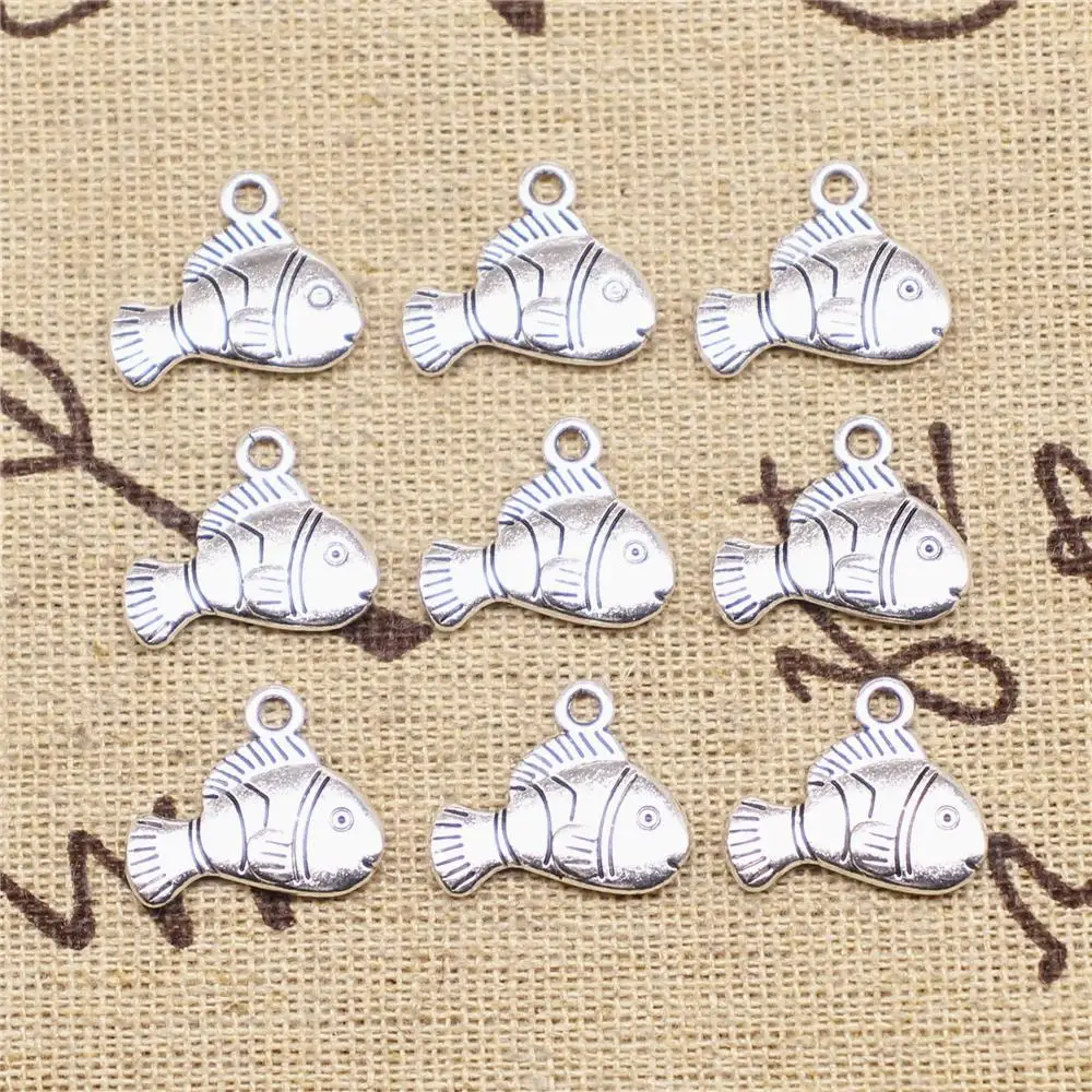 

Supplies For Jewelry Making 20pcs 16x14mm Antique Silver Color Small Fish Charms