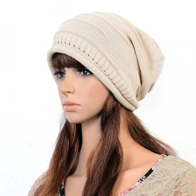 Beige Защитите себя от холодной зимы с этой стильной большой slouch шляпой - Цвет: Beige