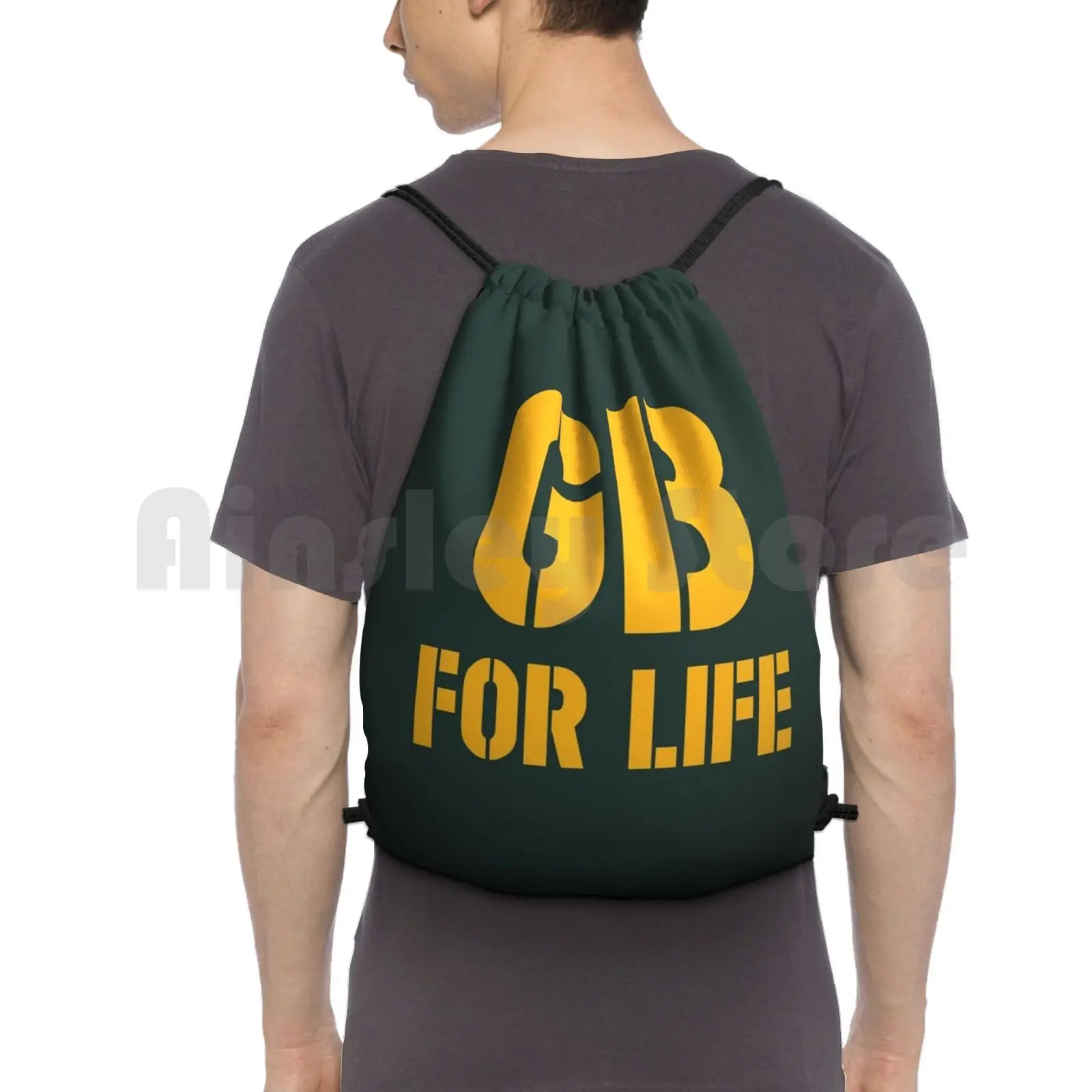 

For Life-Football Design Backpack Drawstring Bag Riding Climbing Gym Bag Football American Football Sport Sports Fans