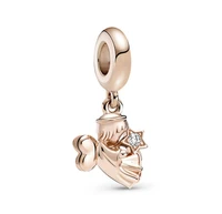authentic 925 sterling silver rose heart winged angel dangle bead charm fit women pandora bracelet necklace jewelry
