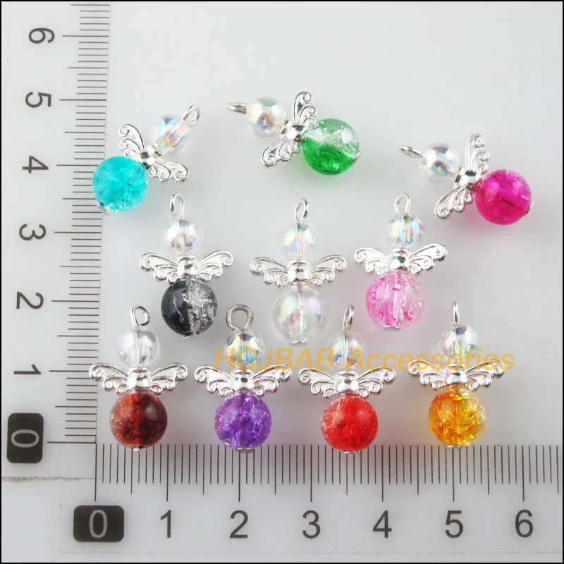 20 шт посеребренные крылья из разных бусин Танцы амулеты ангелы Подвески