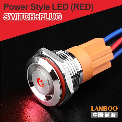 R Power Button Plug 16 мм Ультра короткий кнопочный переключатель небольшой фиксация мгновенный зеленый 12 В для макетной платы - Цвет: R Power Button Plug