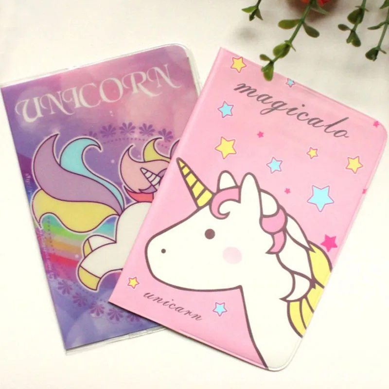 1 шт. Kawaiii кожаный чехол для паспорта с единорогом для путешествий, чехол для карт, защитная обложка, сумка для паспорта для девочек, Сумка для документов