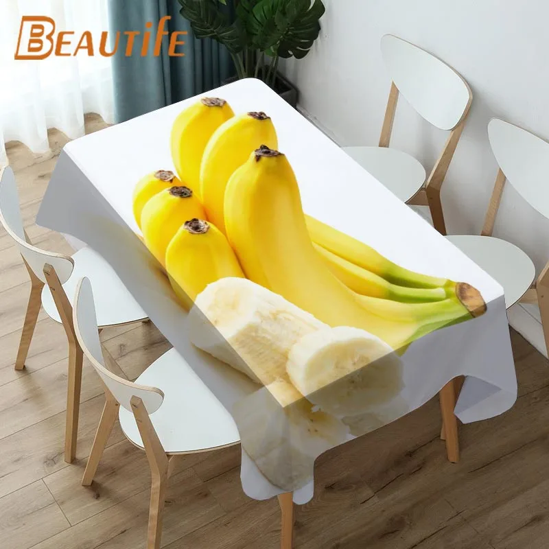 

Yellow Banana Tablecloth Waterproof Oxford Fabric 3D Printed Table Cloth Household Dining Room Table Cover Banquet Party