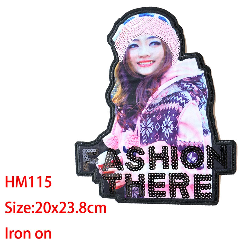 

Cartoon Decorative Patch Fashion Girl Sequins icon Embroidered Applique Patches For DIY Iron on Badges Stickers on backpack